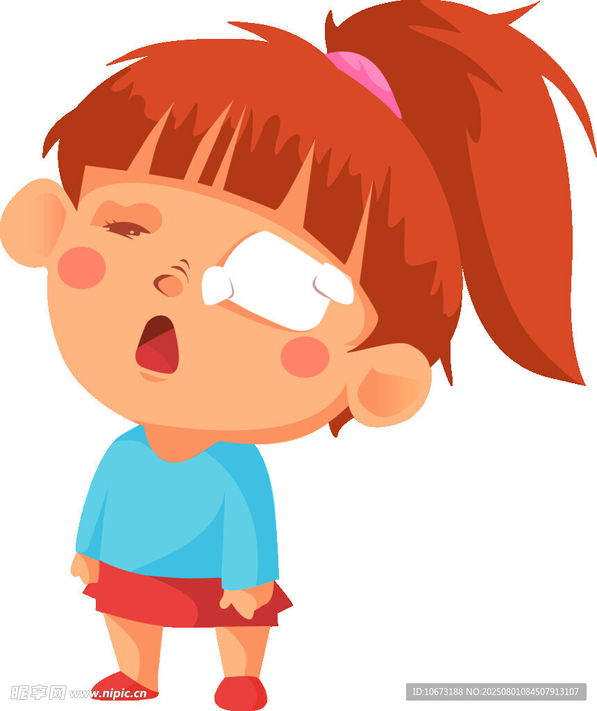 受伤的小女孩闭眼表情痛苦