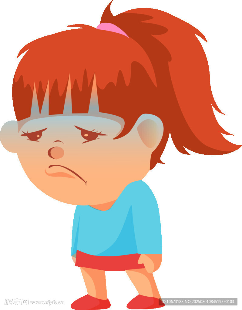 皱眉戴眼镜的红发小女孩
