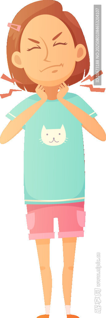 可爱女孩闭眼做搞怪动作