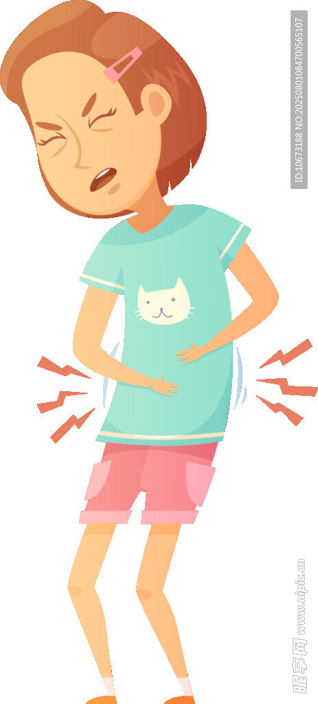 女孩腹部不适显痛苦