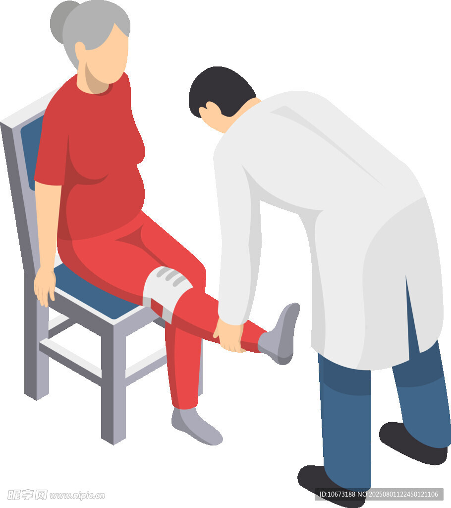 医生为老人检查腿部