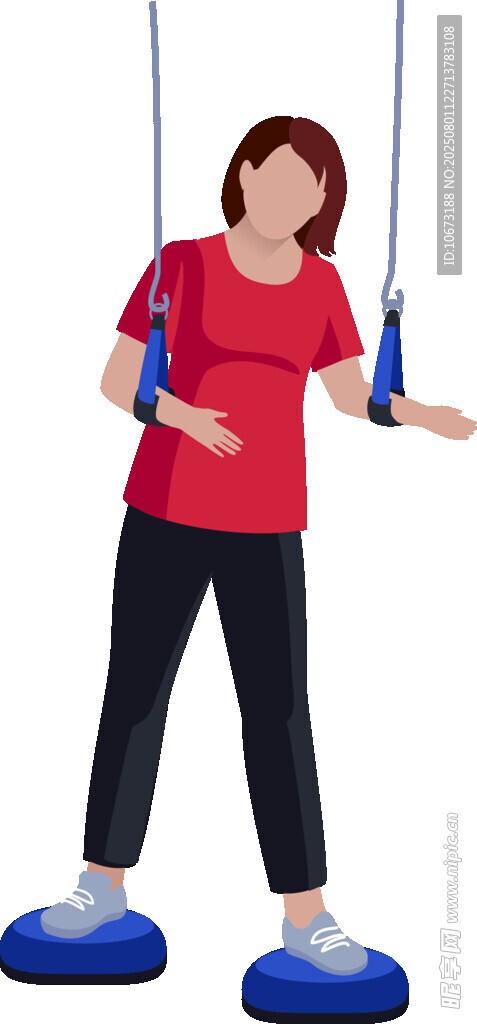 女子玩双球平衡健身玩具
