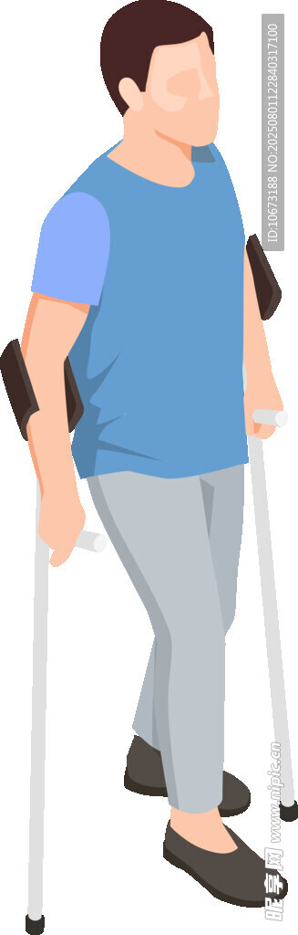 拄双拐行走的男子