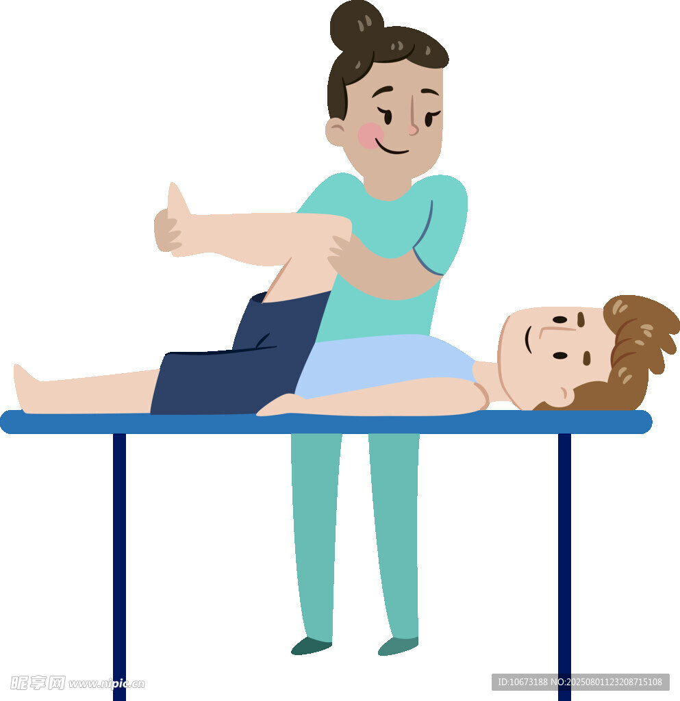 物理治疗师为患者腿部康复