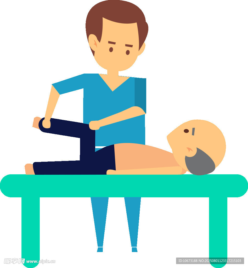 医生为患者进行腿部康复治疗