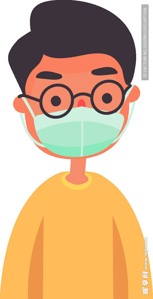 戴口罩的眼镜男孩