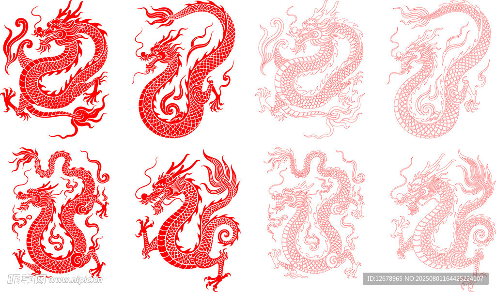 红色龙纹图案设计