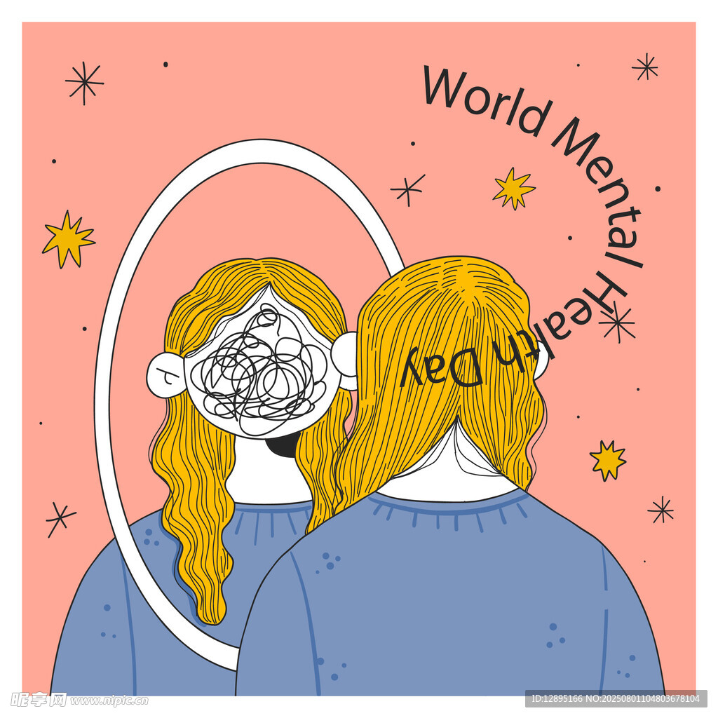 女孩照镜的世界与自我