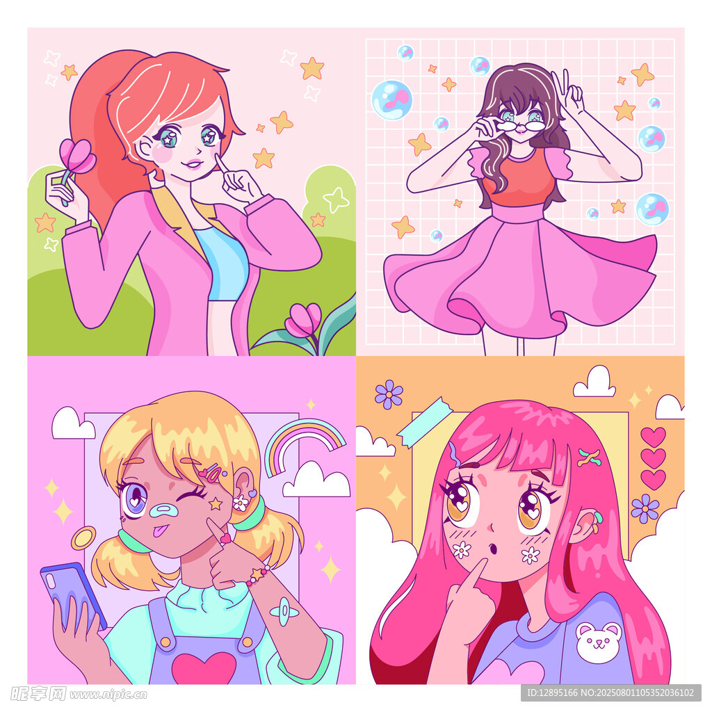 可爱少女日常插画场景