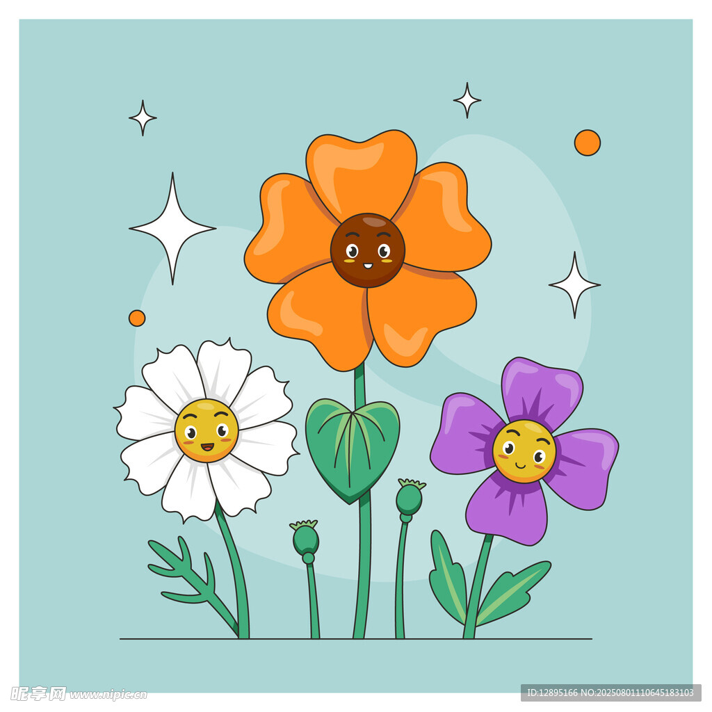 多彩花朵插画