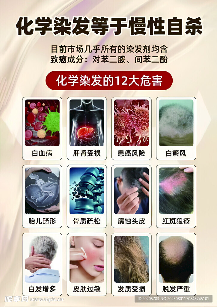 化学染发危害展示图
