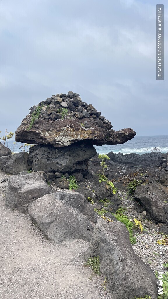 海边奇特蘑菇状岩石景观