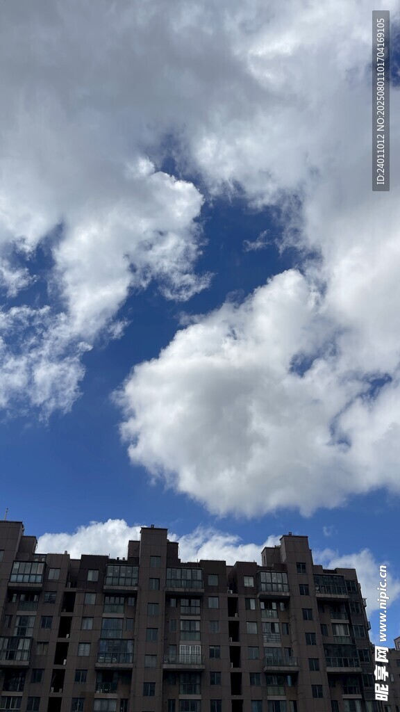 蓝天白云下的城市建筑