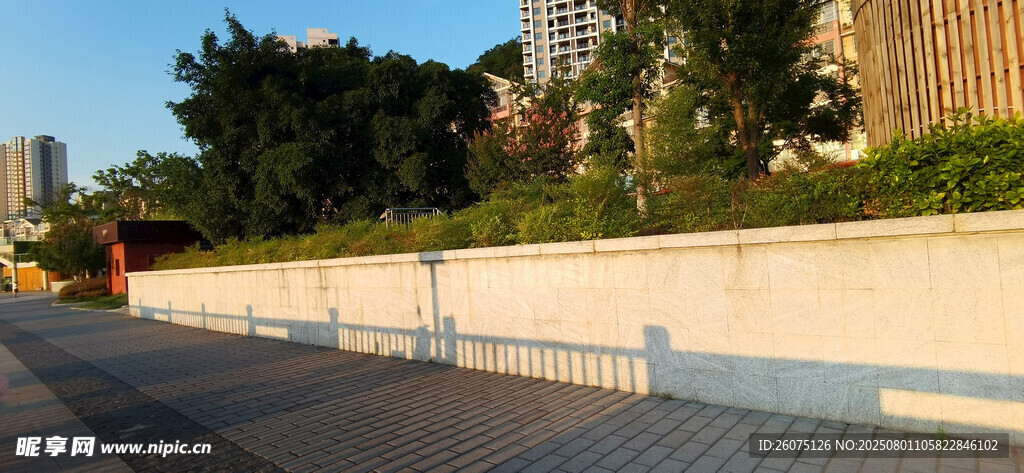 城市河畔长花台风景