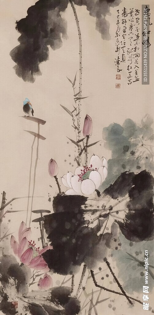 水墨荷花图