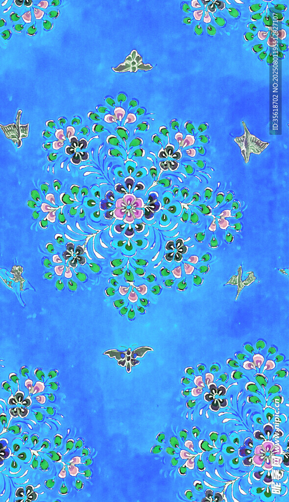 蓝色花卉图案背景纹理