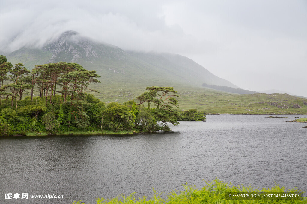 湖畔山林美景
