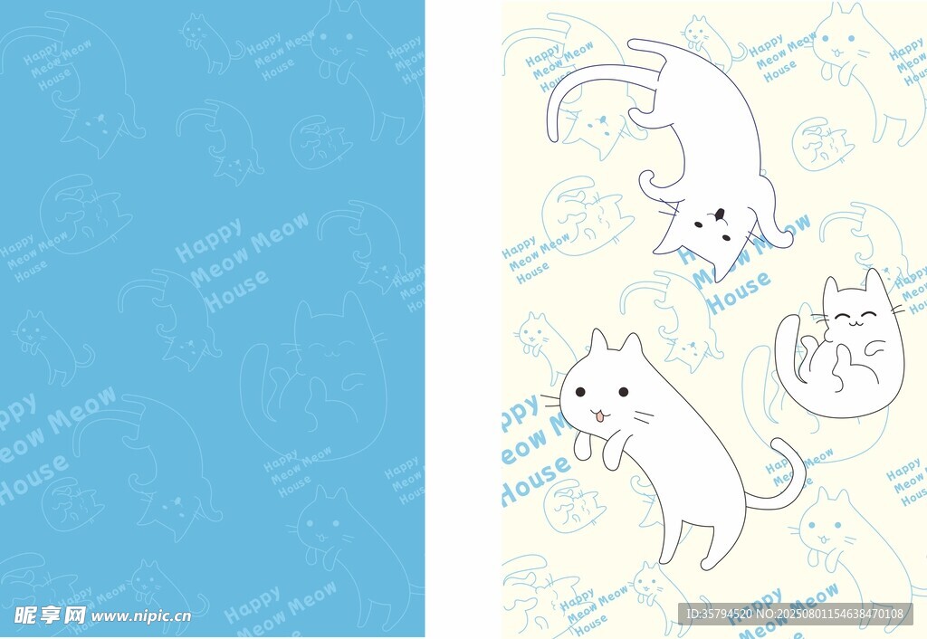 可爱猫咪手绘风背景图案