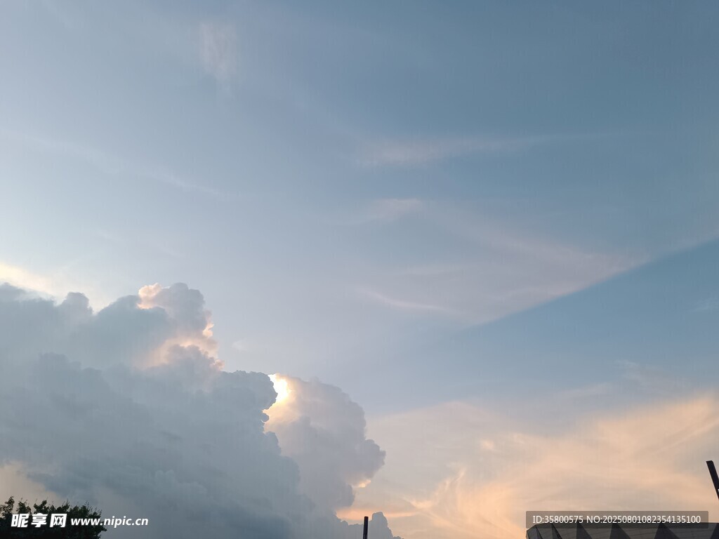 黄昏时分的天空与云朵