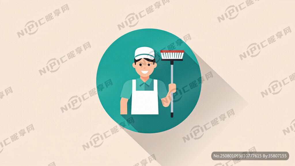 扁平化风格图标 家政保洁