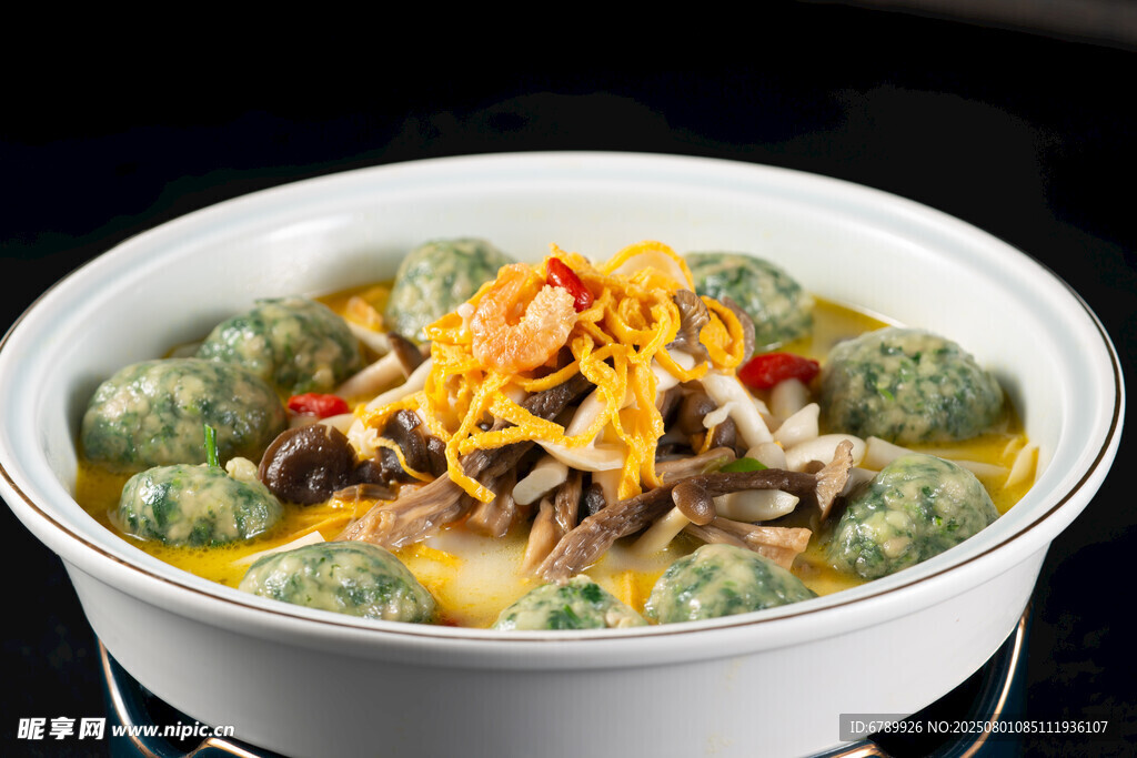 菌菇荠菜圆子