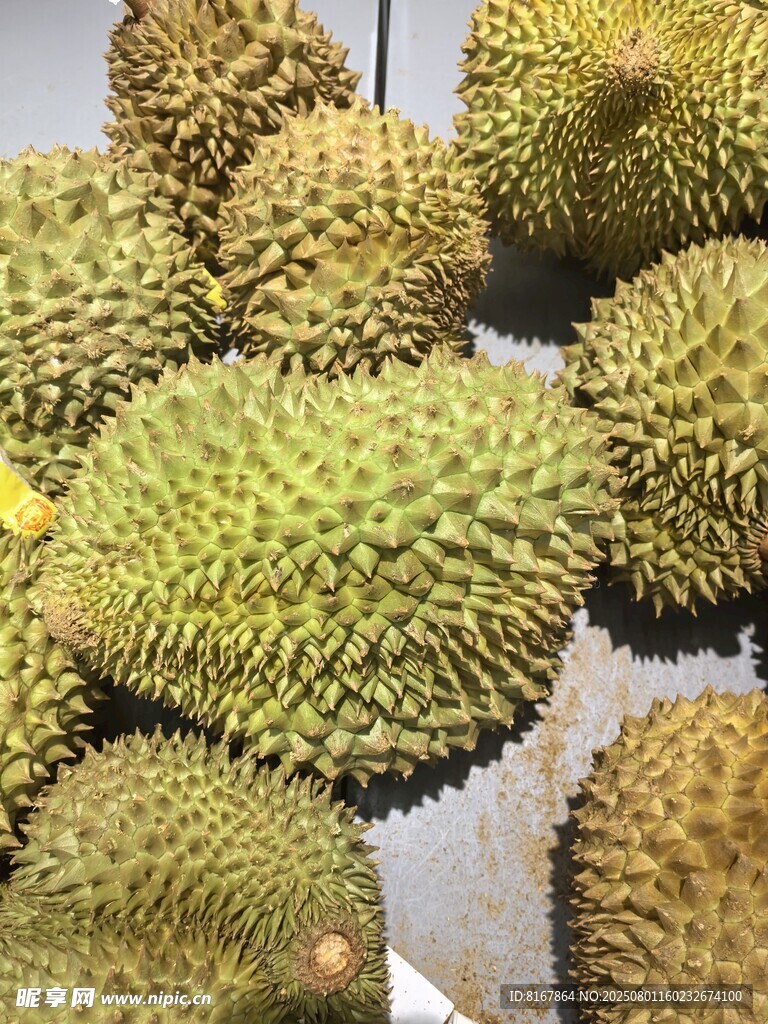 新鲜饱满的榴莲堆叠