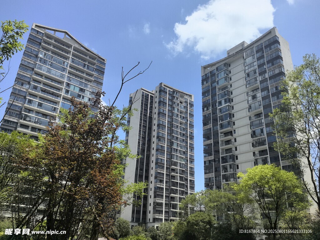 高层住宅与周边绿植景观
