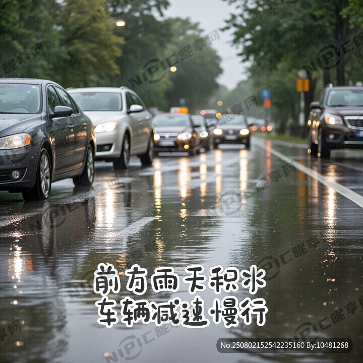 前方雨天积水 车辆减速慢行