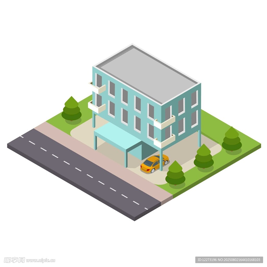 三层楼房建筑场景图