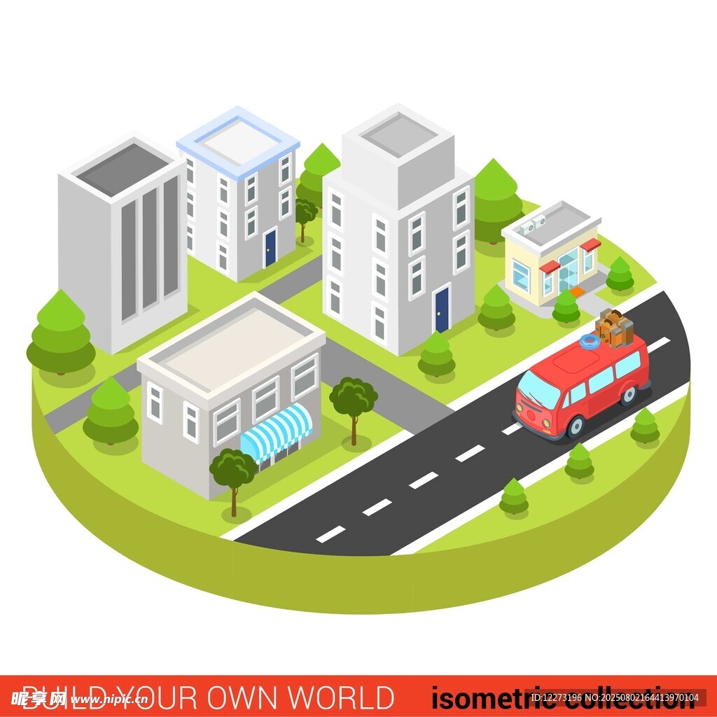 城市建筑与消防车场景