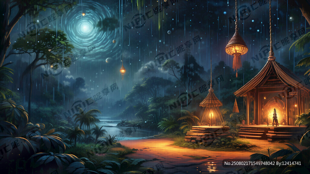 将热带雨林、星空与傣族元素结合