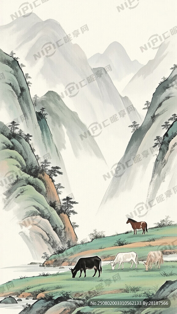 山谷 中国风 中国画 水墨画