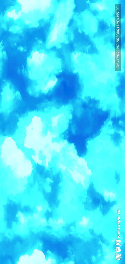 梦幻蓝调天空水彩背景图