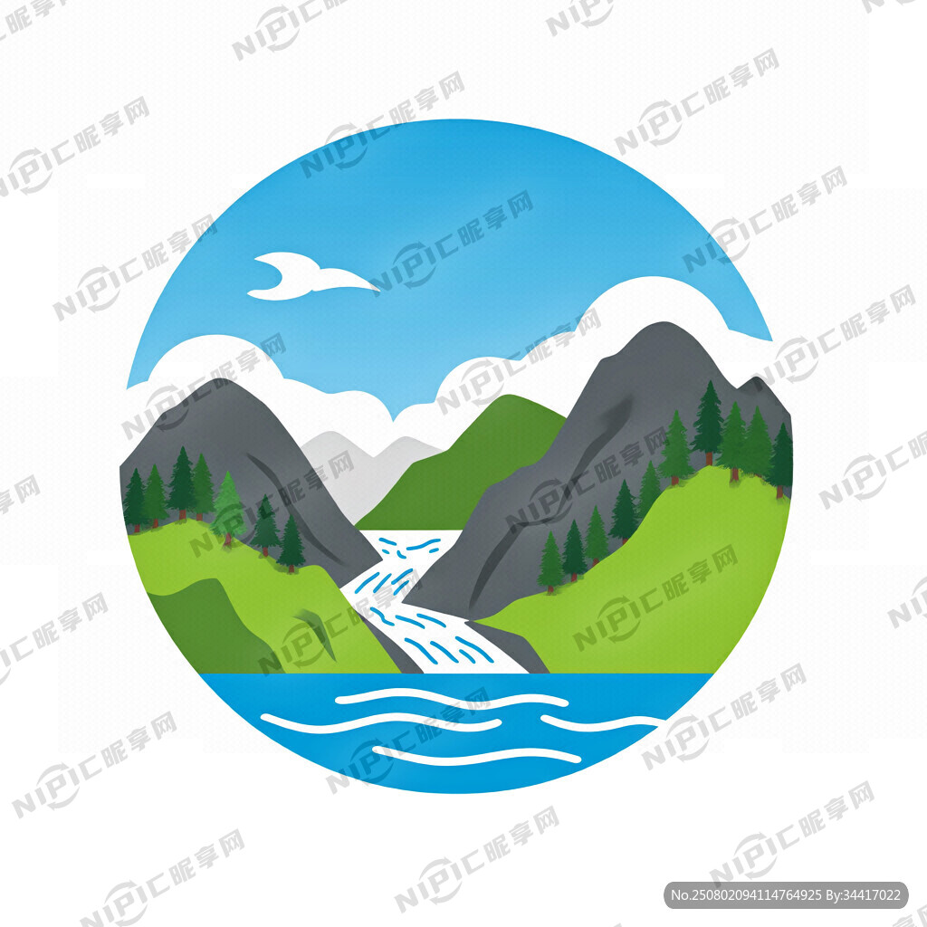 山泉水图标有山有水