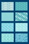 多样蓝色海浪纹理图案集