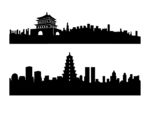 城市地标建筑剪影