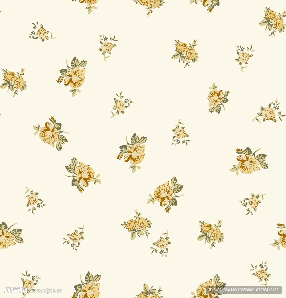 复古风小黄花花卉图案