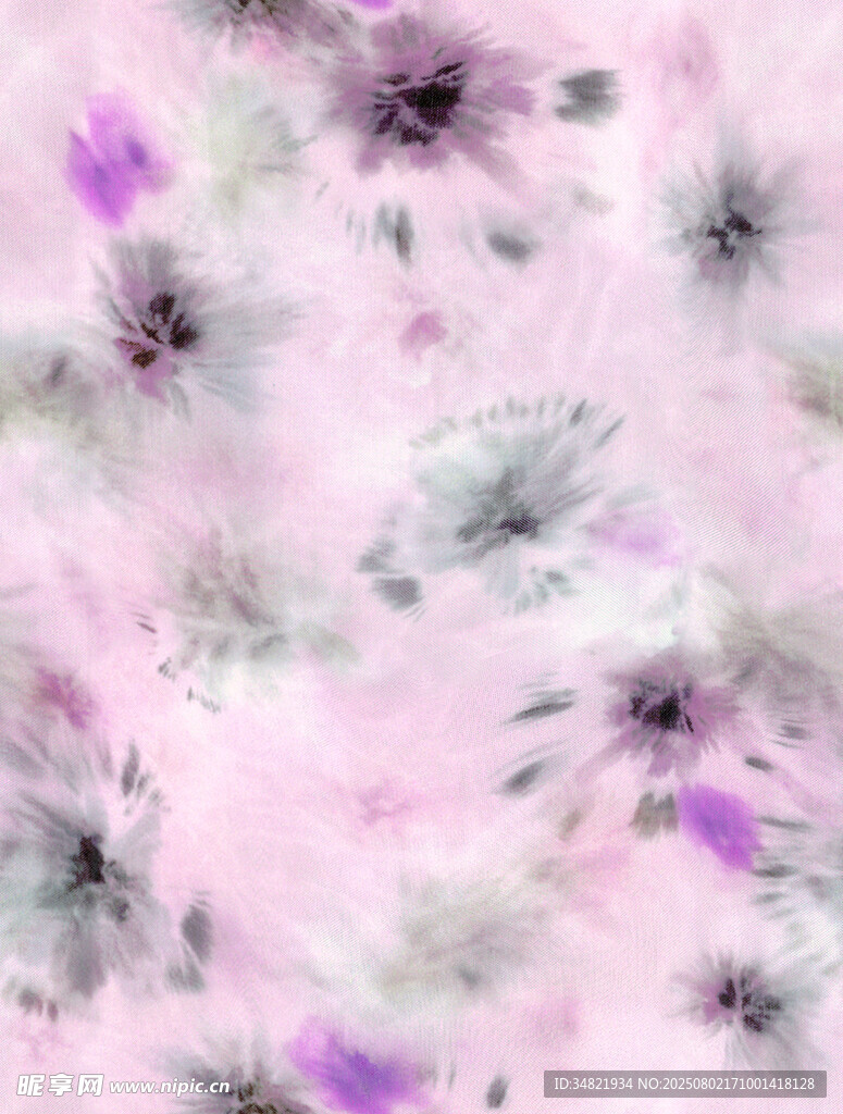 梦幻粉紫花卉水彩纹理