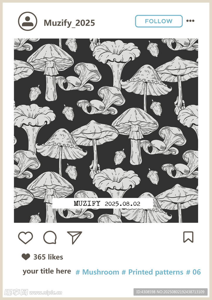 蘑菇印花图案