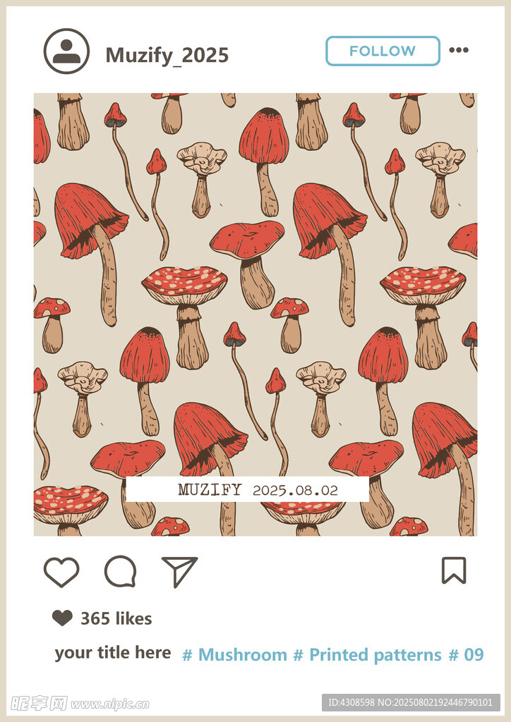 蘑菇印花图案