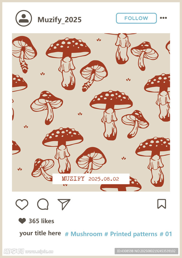 蘑菇印花图案