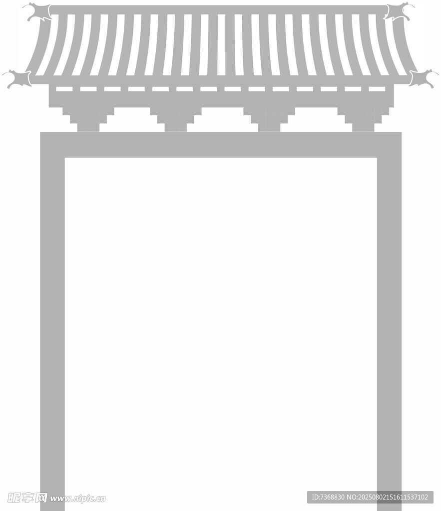 中式古典门楼轮廓图