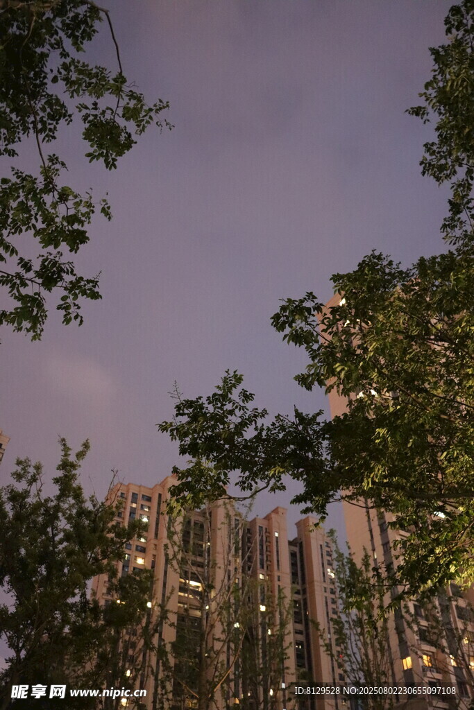 夜幕下的城市与林立高楼