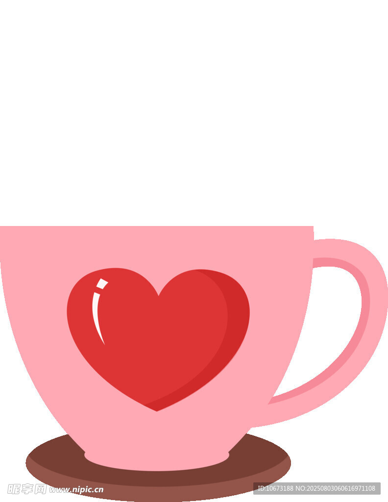 爱心图案的粉色咖啡杯