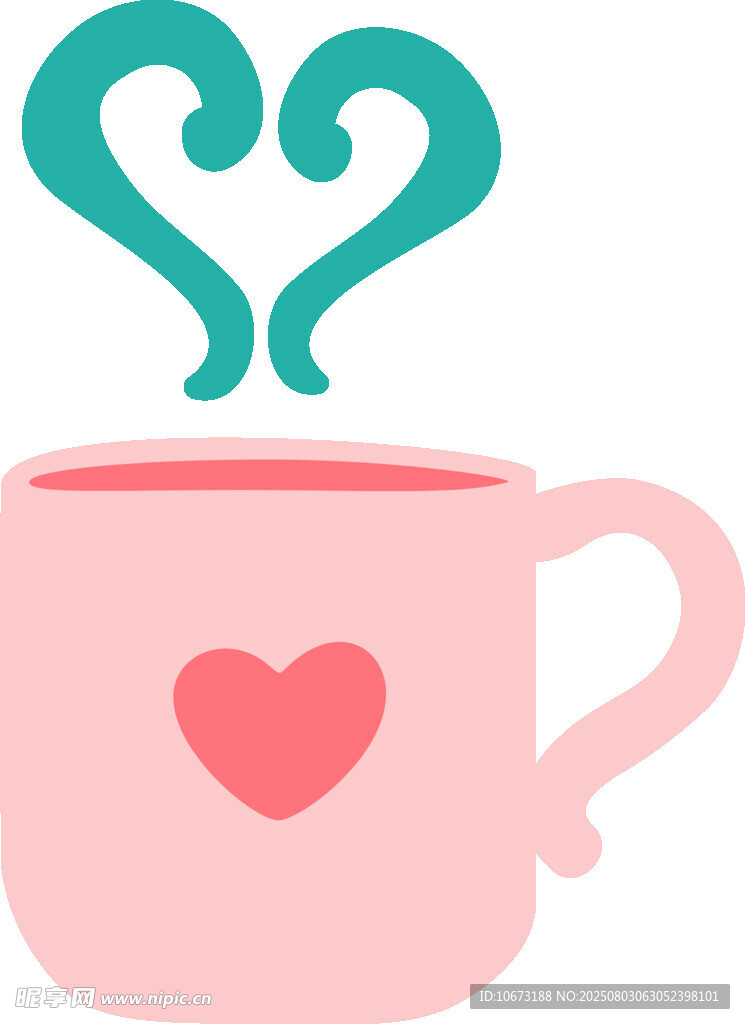 爱心茶杯插画