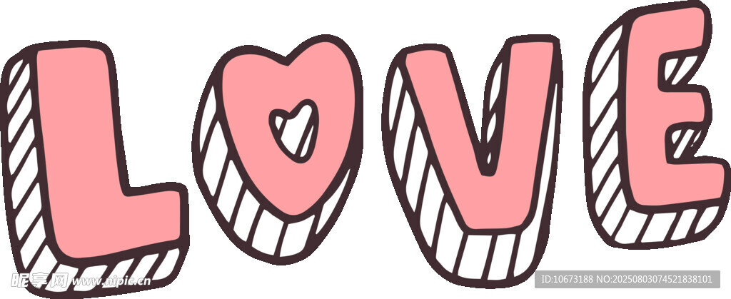 粉色立体爱心LOVE字样