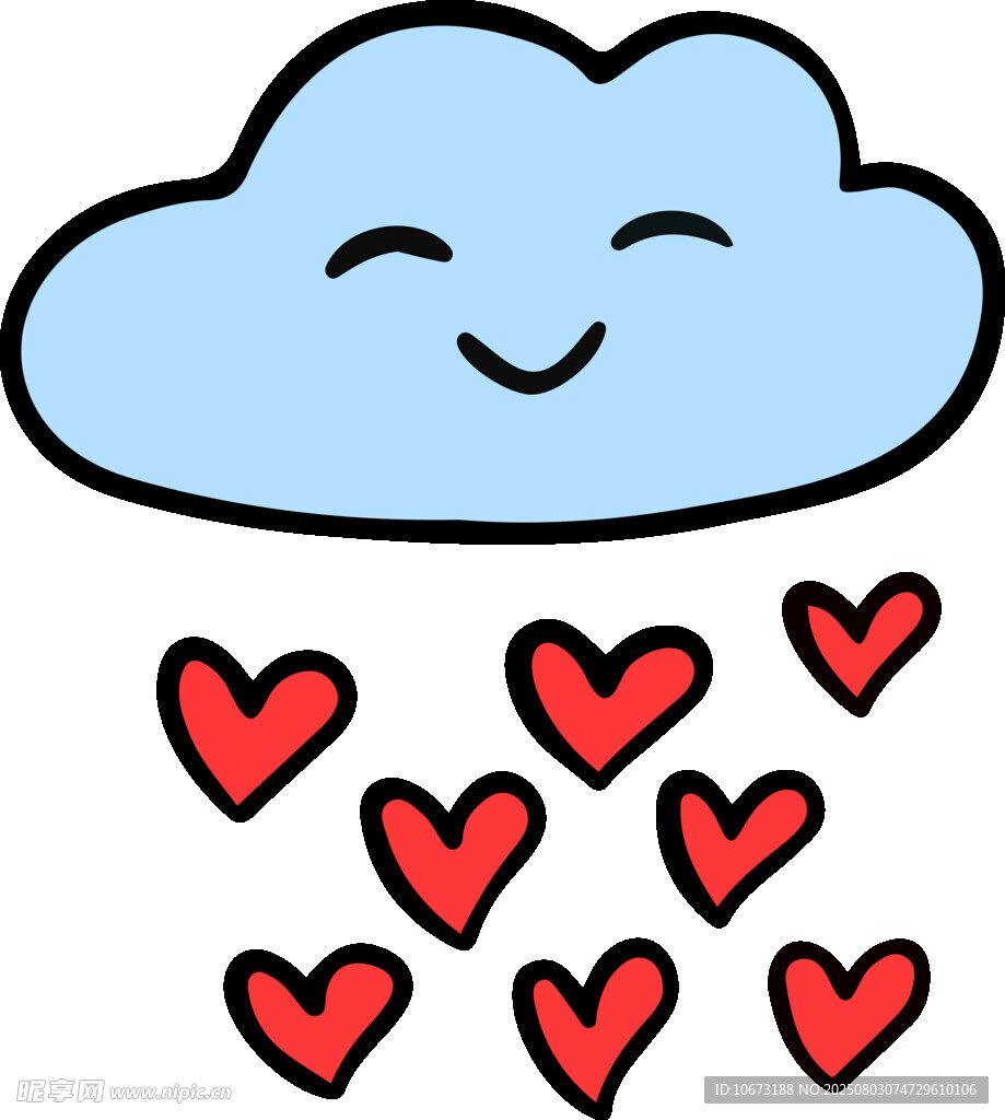 微笑云朵洒落爱心雨滴