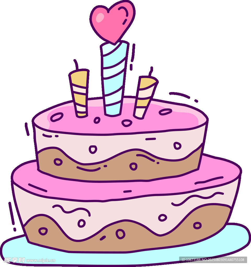 可爱双层生日蛋糕插画