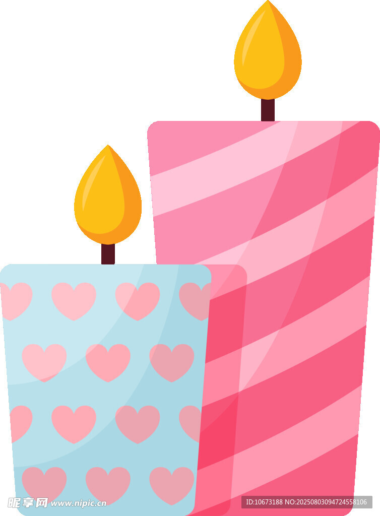 爱心条纹生日蜡烛