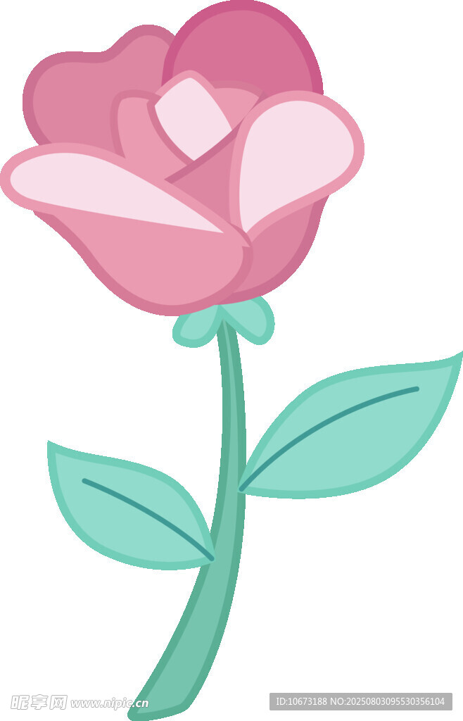 粉色卡通玫瑰花插画